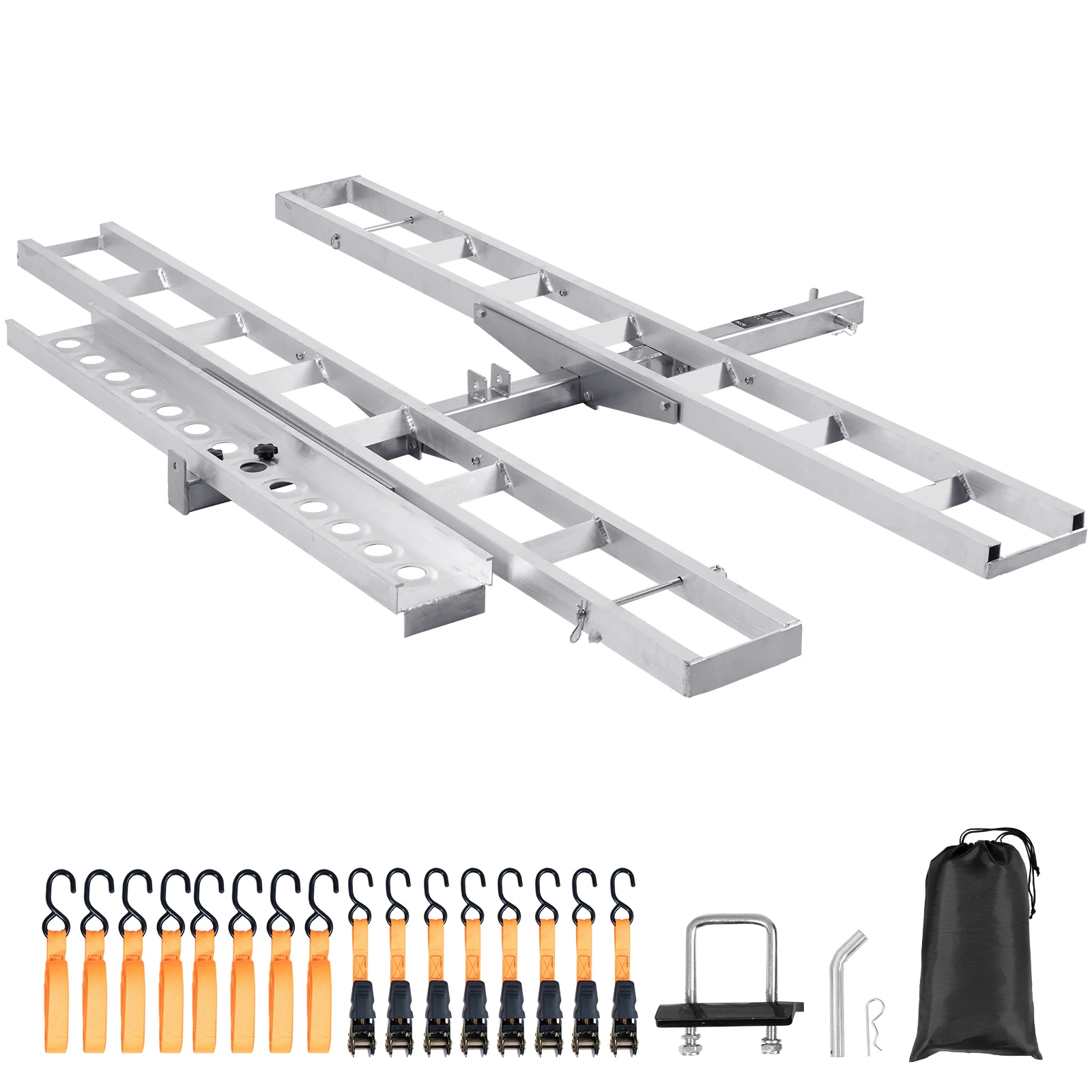 

AtceBuy Мотоциклетный багажник, 2 велосипеда, 600 фунтов, алюминиевая загрузочная рампа, скутер, велосипед для грязи, прицеп для автомобиля, грузовика с 2-дюймовым приемником