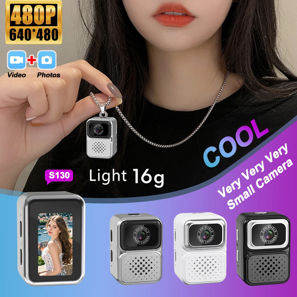 

S130 Thumb Keychain Camera with 0.96inch Mini Action Camera Retro Support Memory Card 480P Very Small Camcorder Video Recorder