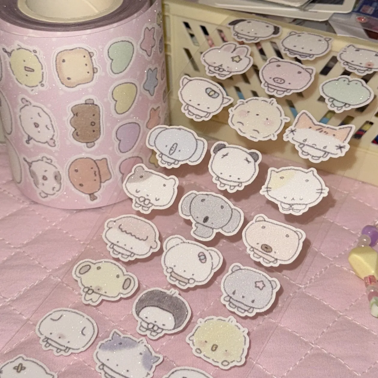 Korean Cute Polka Dot Animal Sie Cut Sticker Tape Journal DIY Goo Card Journal Scrapbooking Photo Card Phone Case Collage Supply