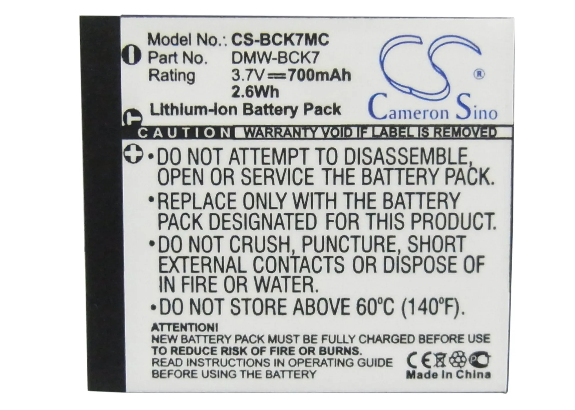 

Li-ion Camera Battery for Panasonic,3.7v,700mAh,Lumix DMC-S3,Lumix DMC-FH2,VW-BCK7,DMW-BCK7,NCA-YN101F