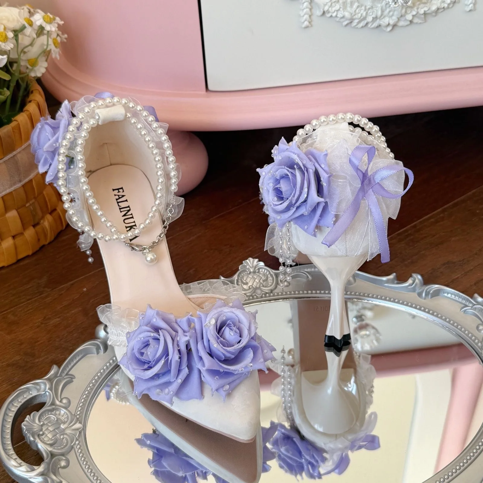 

elegant women's shoes y2k heels purple rose lolita cosplay wedding bridal shoes Designer female Women's evening dress shoes