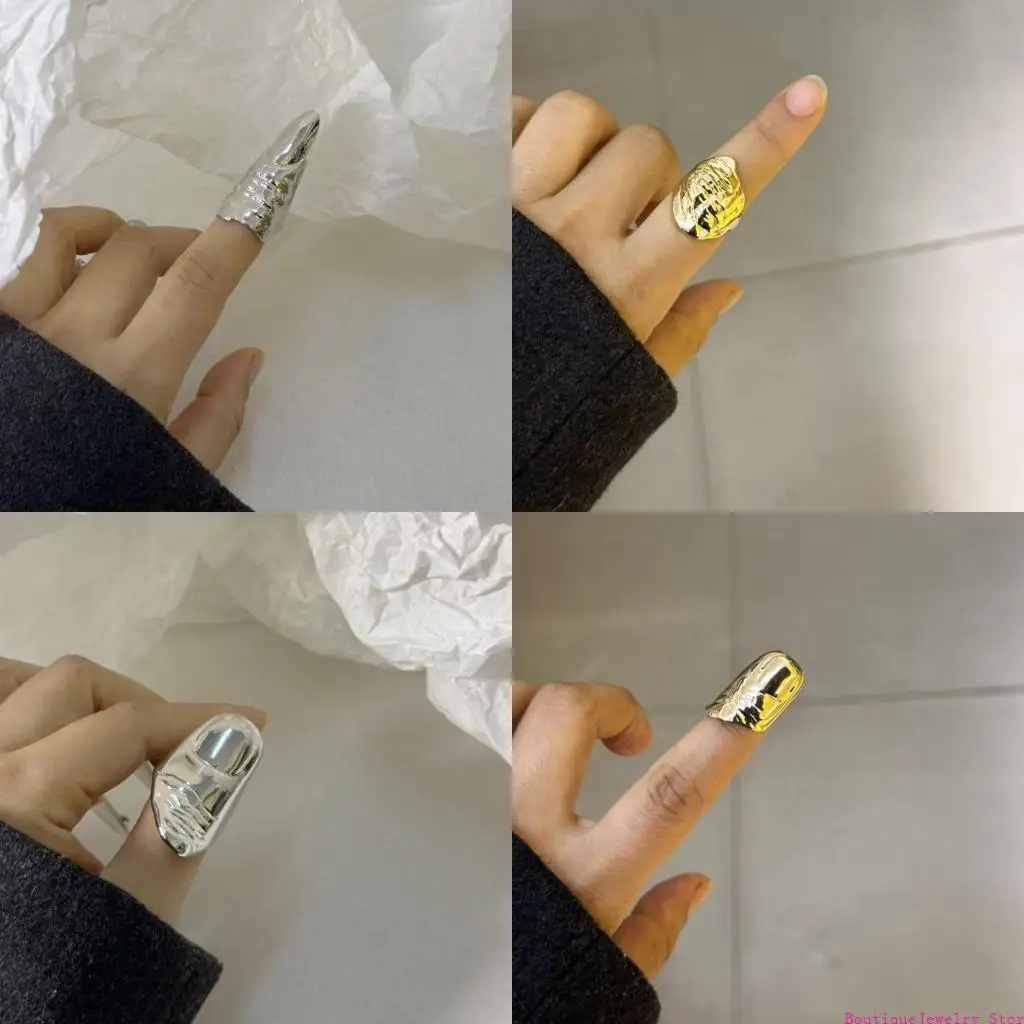 E1PE 6PCS Fingertip Protective Rings Rings Cosplay Jewelry Alloy Texture