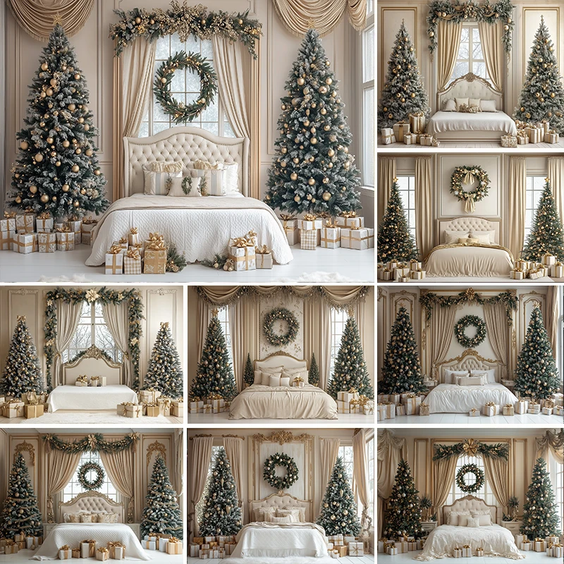 

LS Christmas White Bedroom Headboard Backdrops Kids Adult Photography Child Baby Photocall Decors Xmas Rooms Decros Backgrounds