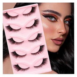 5 Pairs Dramatic Natrual Mink Lashes Packaging Faux Cils Messy Fluffy 3D Mink Lashes Pack in Lots,Volume Long Faux Cils in Bulk