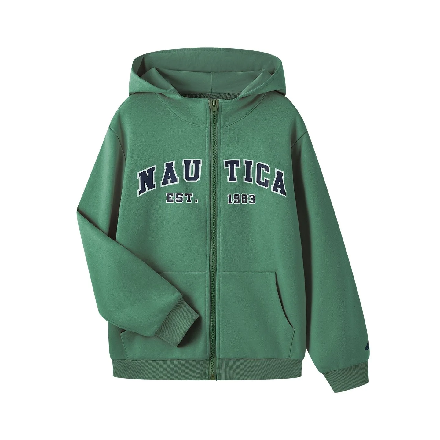 Nautica Men's Zipper Hoodie Retro Letter Printed Long Sleeve Coat Women's Casual Sports Armored Hoodie Coat with Pocket