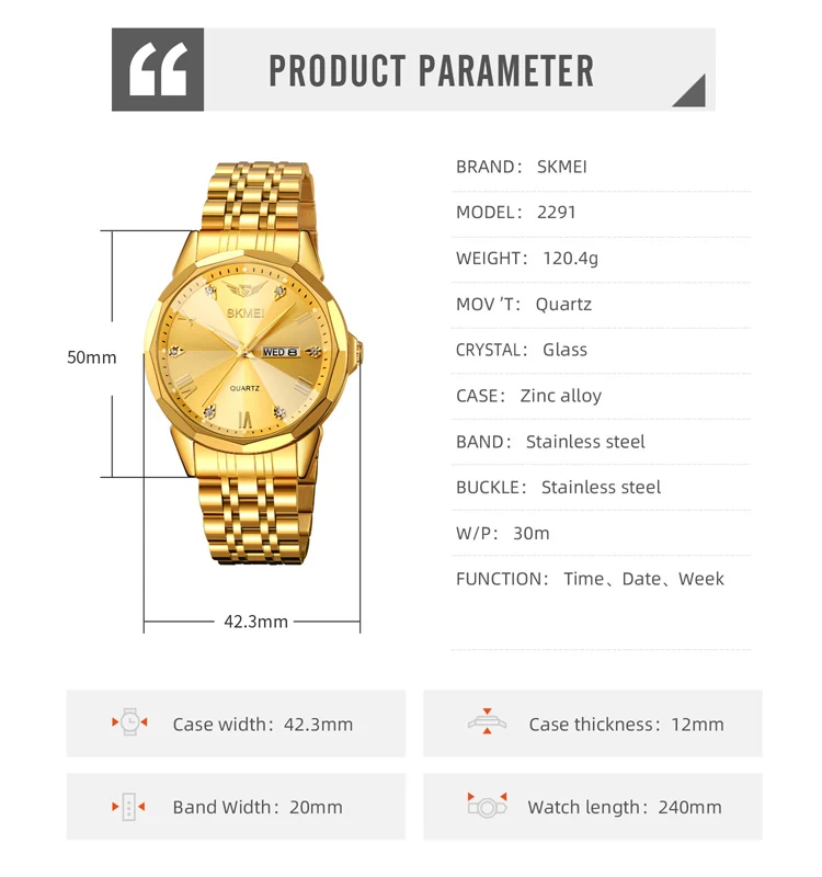 SKMEI الفاخرة ساعات كوارتز رجالية الفولاذ المقاوم للصدأ حزام ساعات المعصم تاريخ الأسبوع مقاوم للماء ساعة مزدوجة بسيطة الرجال reloj hombre #6