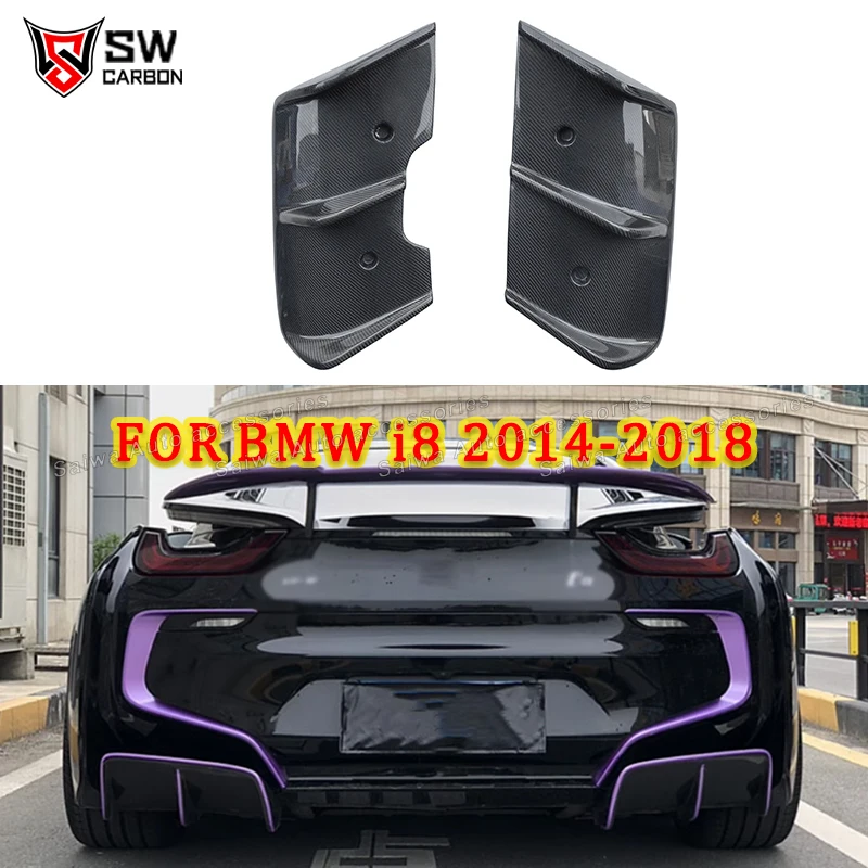 TOP Style Real Carbon Fiber Rear Diffuser For BMW I8 2014+ 2PCS Car Rear Bumper Lip Under Spoiler Splitter Body Kit