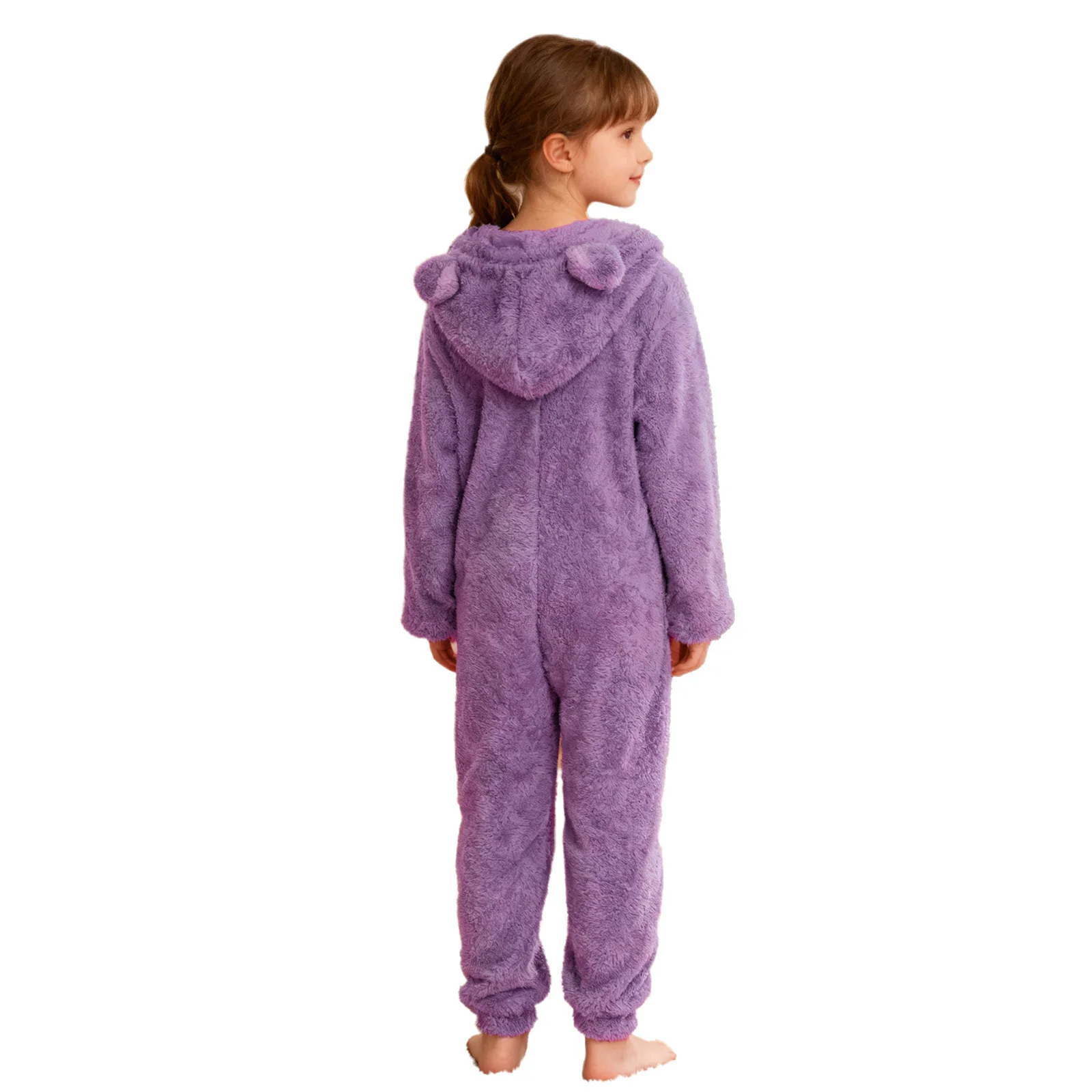 Bambini Ragazze Caldo Pile Con Cappuccio Tuta Inverno Stile Carino Pigiama Indumenti Da Notte Manica Lunga Cerniera Pagliaccetto Casual Pigiama Homewear