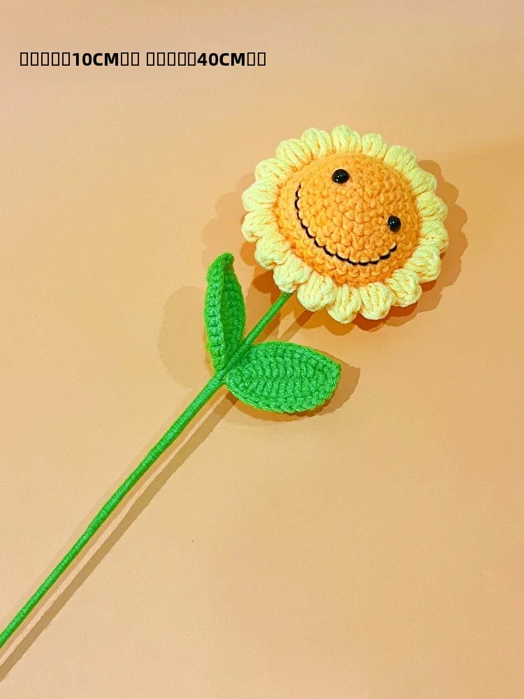Ramo de Girasoles Sonrientes Hs a Mano, Flores de Lana Tejidas a Crochet, Flores Artificis, Regalo para Maestros de Ja...
