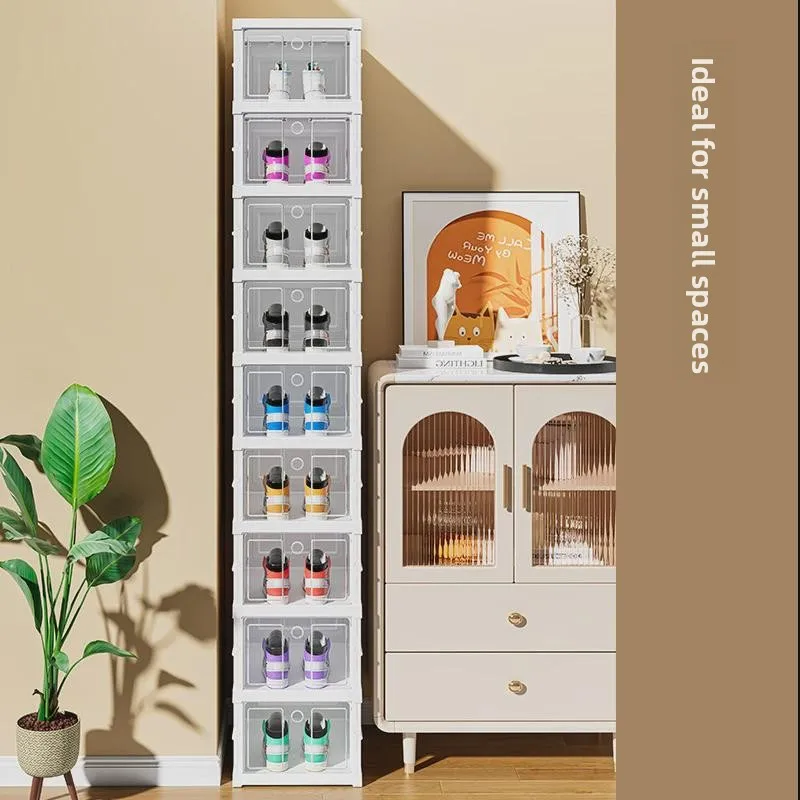 

Easy-To-Use One-Pull oe Box Inteated oe Ra No Installation Required Staable Sneaker Storage Solution