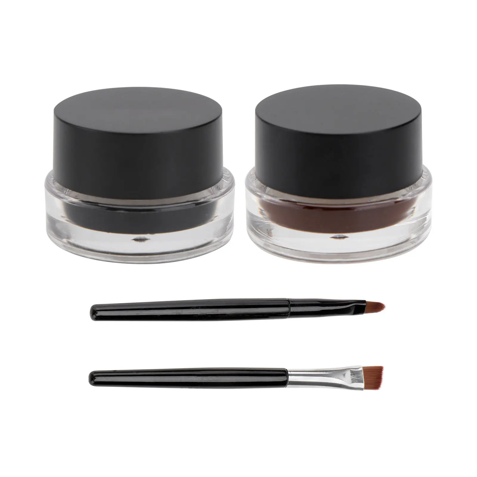 Set di 2 eyeliner in gel e trucco per sopracciglia, impermeabile, a lunga tenuta, texture morbida e setosa, pigmento marrone scuro e nero per occhi definiti