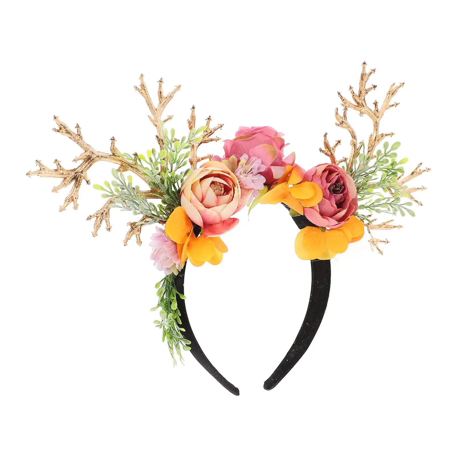 

Simulated Flower Antler Headband Lightweight Design Christmas Antlers Hair Bands Hoops Party Supplies Accessories Cosplay