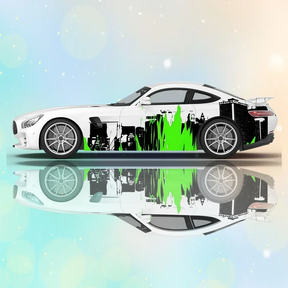 

Black Town House Splash Car Vinyl Wraps Decal Self-adhesive PVC Sticker Suitable for Trucks SUV Decoration Auto Accessories Gift