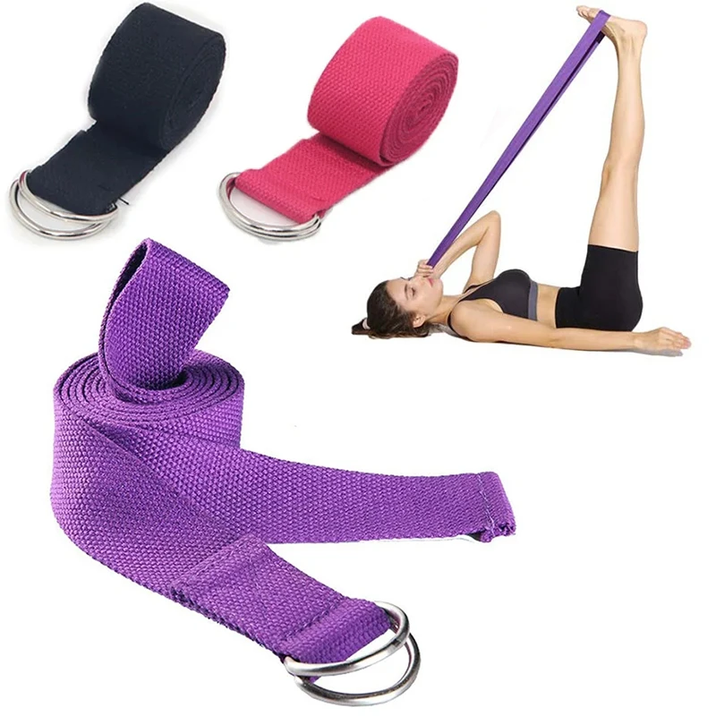 183*3.8cm Cotton Yoga Stretch Strap Rope D-Ring Buckle Belt Pilates Dance Gymnastics Gym Fitness Exercise Equiment Resistance