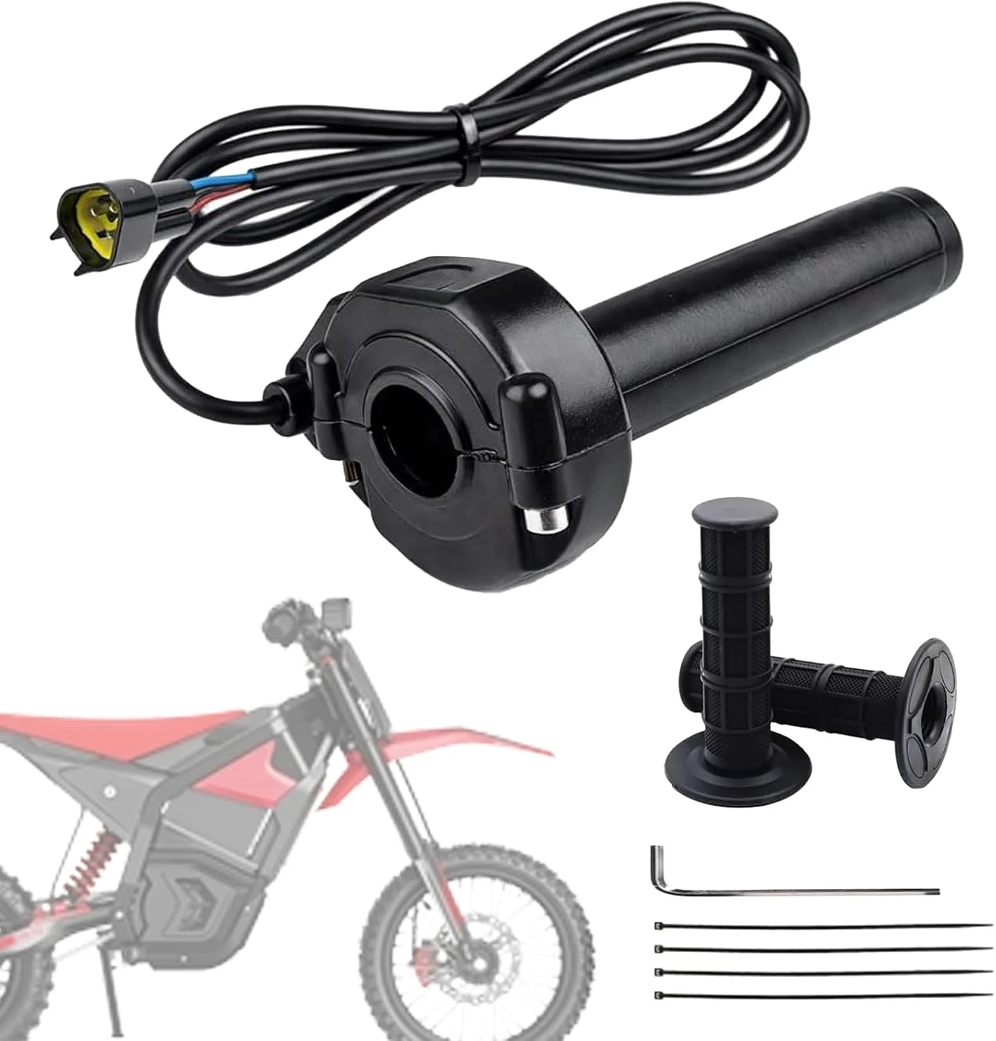 Compatible Fit for Yozma IN10 Valtinsu Strike Shadow SX Electric Dirt Bike Twist Throttle, Full Twist Throttle Handle with Male