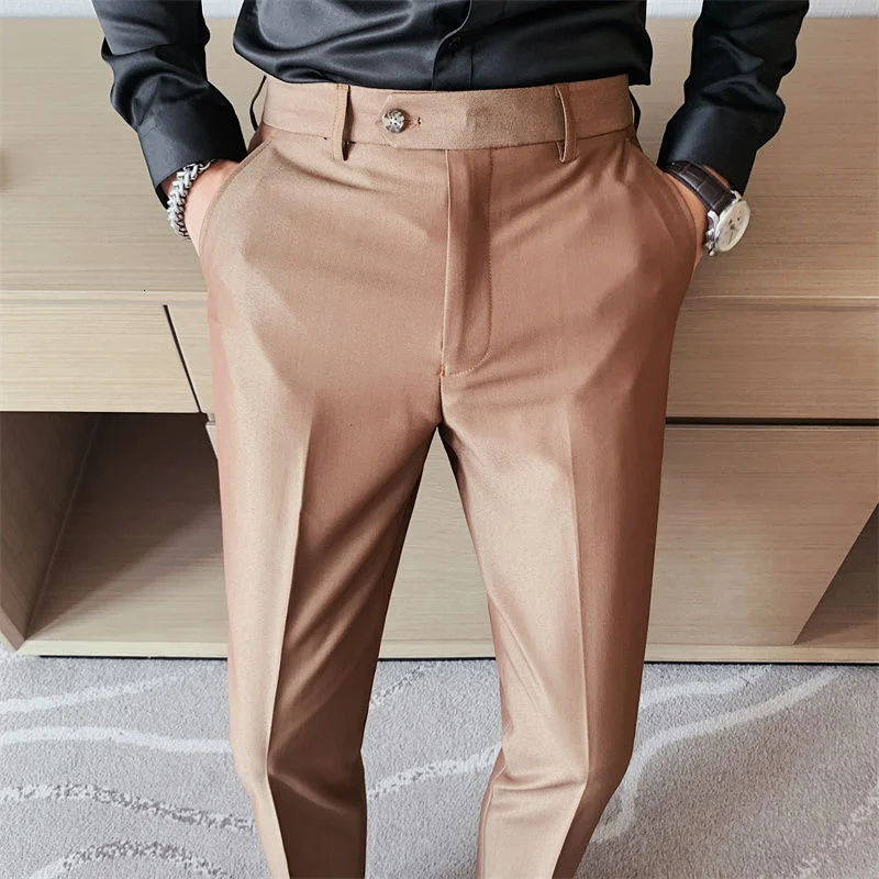 

Winter New Men's Autumn Business Casual Pants Korean Slim Formal Dress Pants For Men British Office 5 Solid Color Mens Trousers