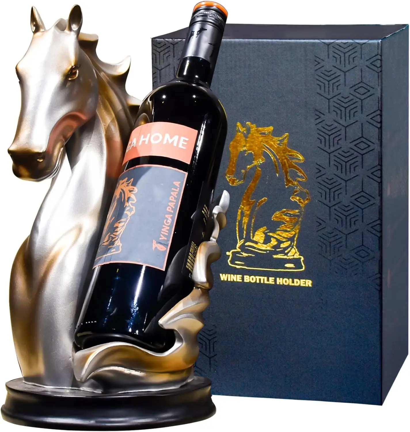 

Silver Horse Statue Wine Rack for Home Decor and Storage, Ideal Gift for All