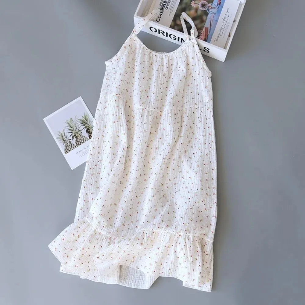 Comfortable Gauze Cotton Sexy Lingerie Pajamas Set 2 Piece Summer Pyjamas Sleeveless SleepTops And Shorts Sleepwear Suit