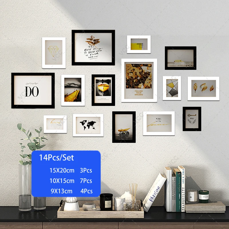 14/19Pcs Photo Frames For Pictures Wall Picture Frame Wooden Frame For Wall Hanging Photo Decor Wedding Party Home Decoration