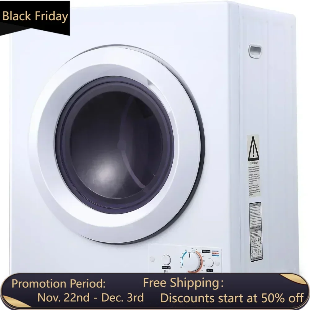 Portable Clothes Dryer, 2.65 cu. ft. Compact Dryers, 1400W Front Load Tumble Stainless Steel Electric Dryers Machine