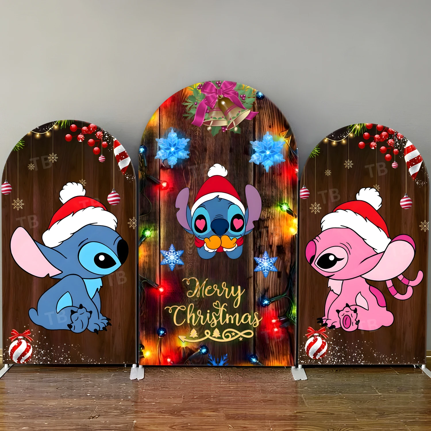 

TB Merry Christmas Theme Arch Backdrop Cover Stitch & Angel for Festival Party Background Wall Decortion Props Elastic Fabric