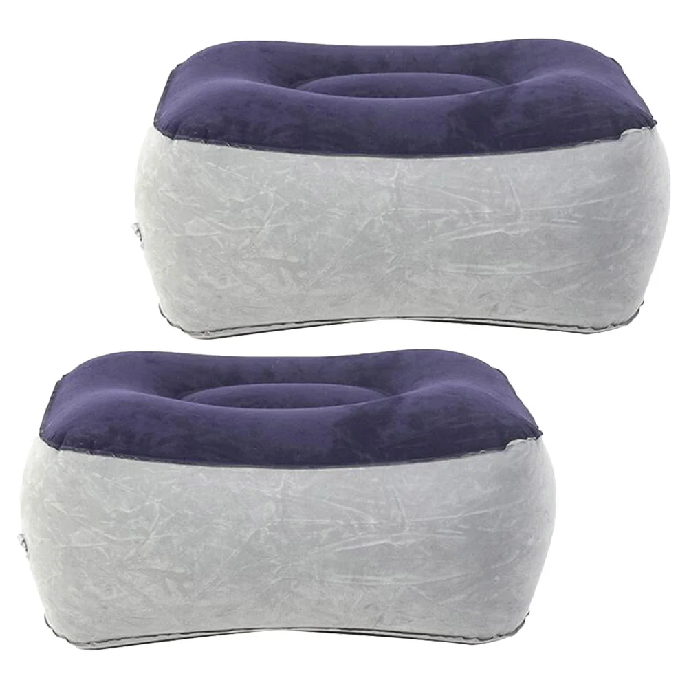 2 Pcs Inflatable Cushion Air Pillow Footrest for Travel Pedals Flocking Pvc Blow up Leg Support Stool