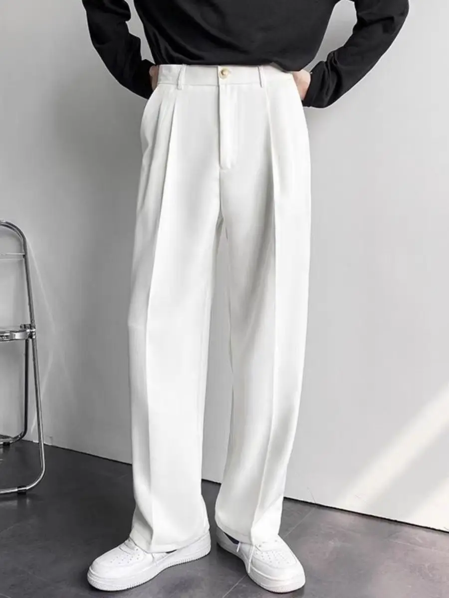 Simple And Classic Solid Color Trousers With A Hanging Feel Versatile Men's Casual Pants Loose Straight Singer Leg Trousers