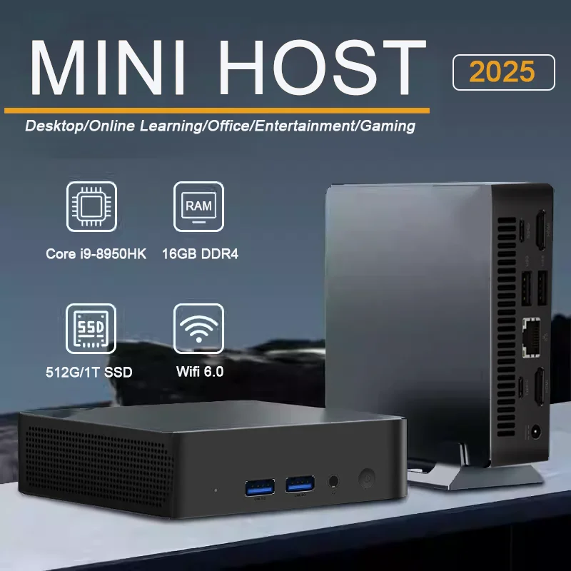 

New Arrival Intel Core i9 8950HK Mini PC Computer Windows 11 16GB DDR4 1T/2TB SSD 1000Mbps 4K HD Mini Gaming Pc Desktop