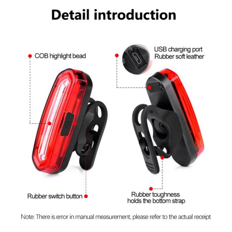 Bicycle Taillight MTB Red Bike Rear Light USB Rechargeable LED Cycling Bike Warning Light Mountain Bicycle Lamp image 4