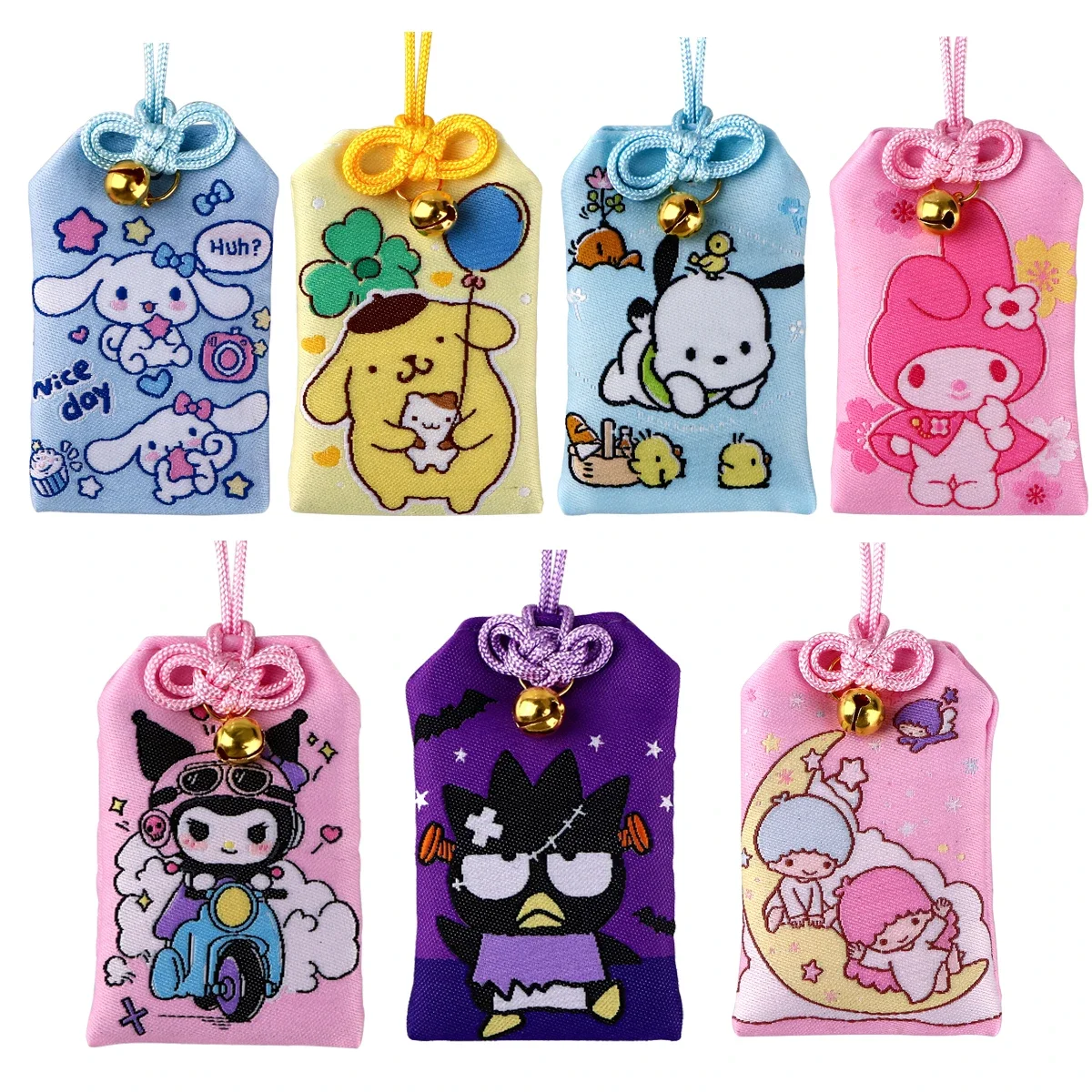 Kawaii Anime Cute Things Embroidery Pray Omamori Charm Wealth Bag Protection Safety Amulet Pendant Keychain Toys Gift