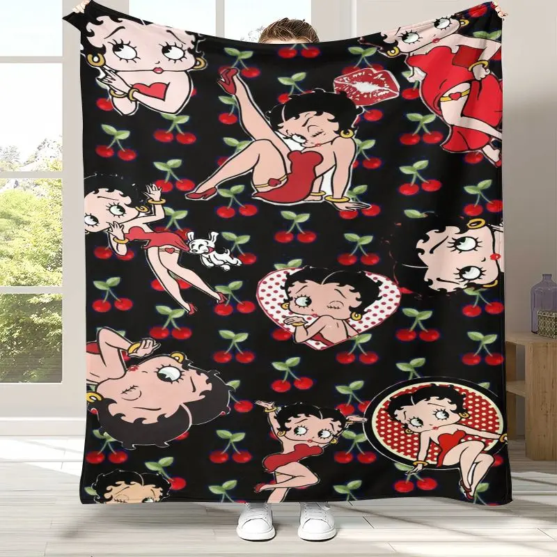 Cute B-Betty Girl B-Boop Cartoon Soft Flannel Throw Blanket,Cozy Blanket for Bed,Sofa,Living Room,Picnic,Camping,Home Decor,Kid