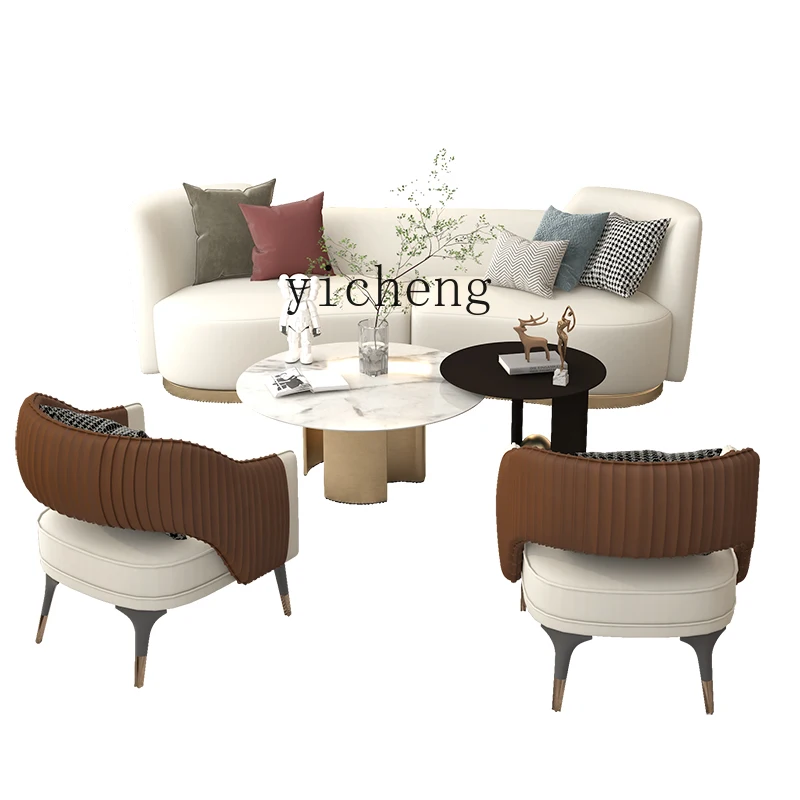 ZC Negotiation Table and Chair Combination Modern Minimalist Hotel Club Lobby Reception Sofa Reception Card Holder Furniture