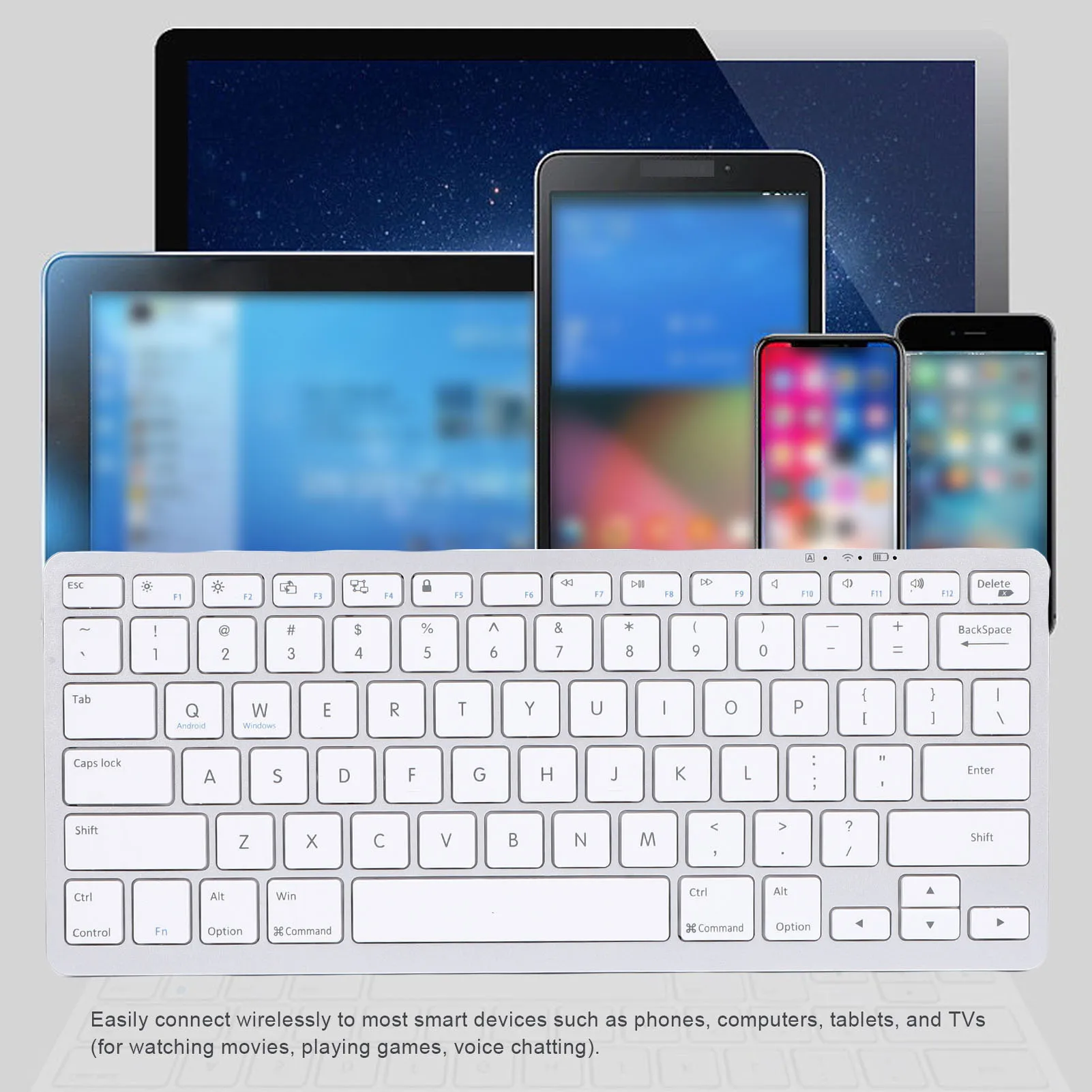 

Tablet Keyboard 78 Key Compact Wireless Keyboard Bluetooth 5.0 Keyboard USB C Rechargeable 90 Day Battery Life for Phone Tablet