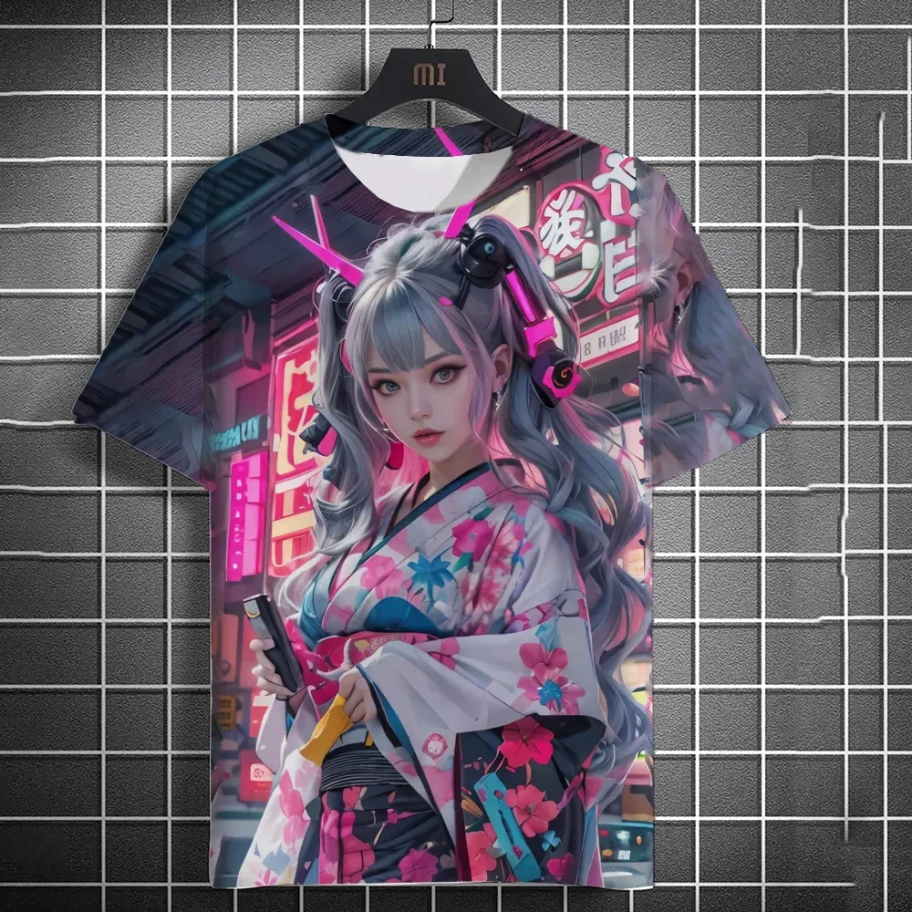 Herren-T-Shirt, 3D-Druck, Anime-Motiv, sexy, bedrucktes T-Shirt, lässiges, lockeres T-Shirt mit kurzen Ärmeln, Herren-Hauskleidung, Oberteil. – Detail 4