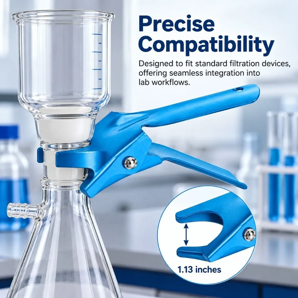 Replacement Stainless Steel Filter Clamp Blue Secure Grip Solvent Filter Clamp Vacuum Filtration Clamp Microbiology Testing