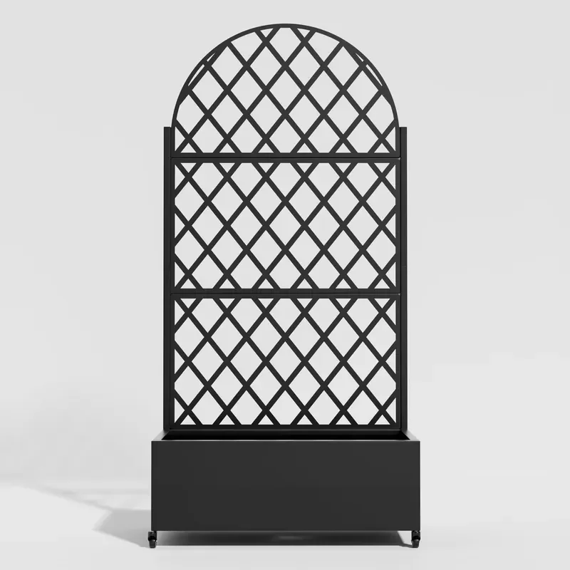 Wholesale Black Outdoor Furniture Movable Raised Garden Bed Trellis with Lockable Flower Boxes Friendly for Gardening