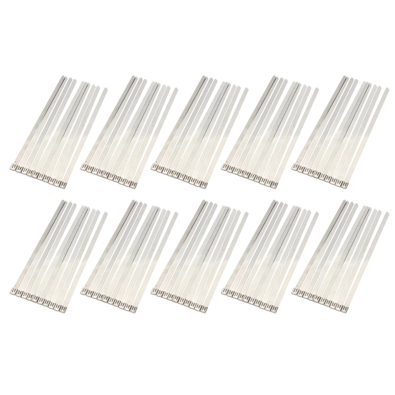 100 Pcs 0.39 Inch X 15.75 Inch Stainless Steel Metal Cable Zip Tie Wrap Exhaust Straps