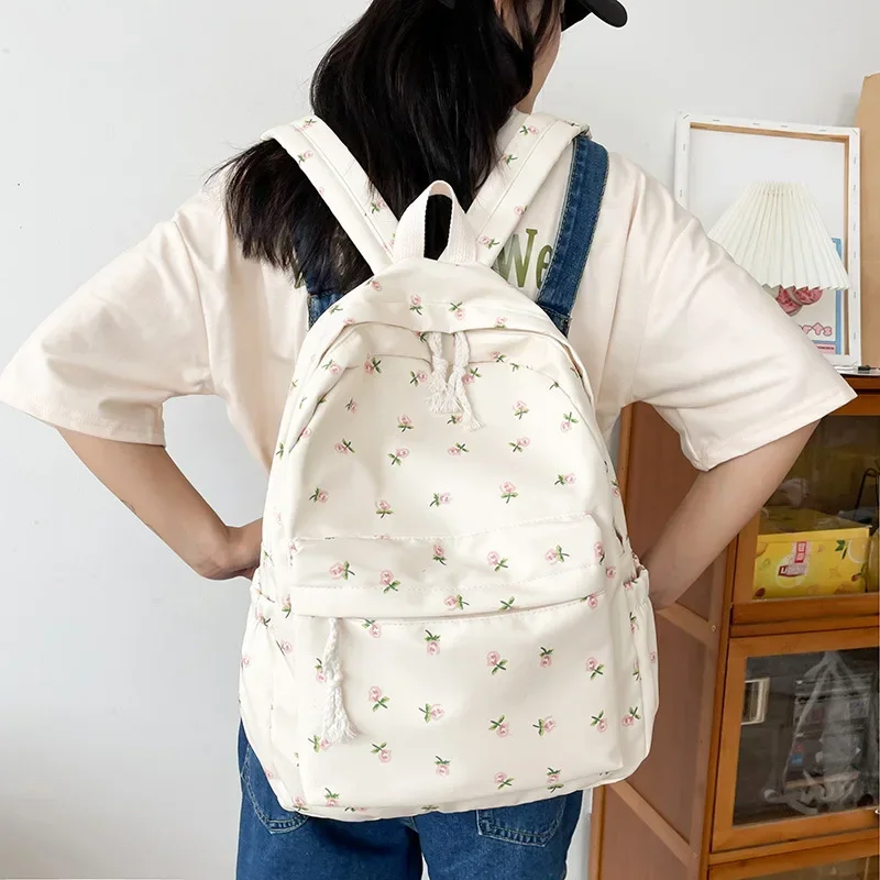 

Korean Fashion Floral Backpacks for Women Waterproof Nylon Rucksacks Teenager Large Capacity Student School Bag Travel Bag Gifts