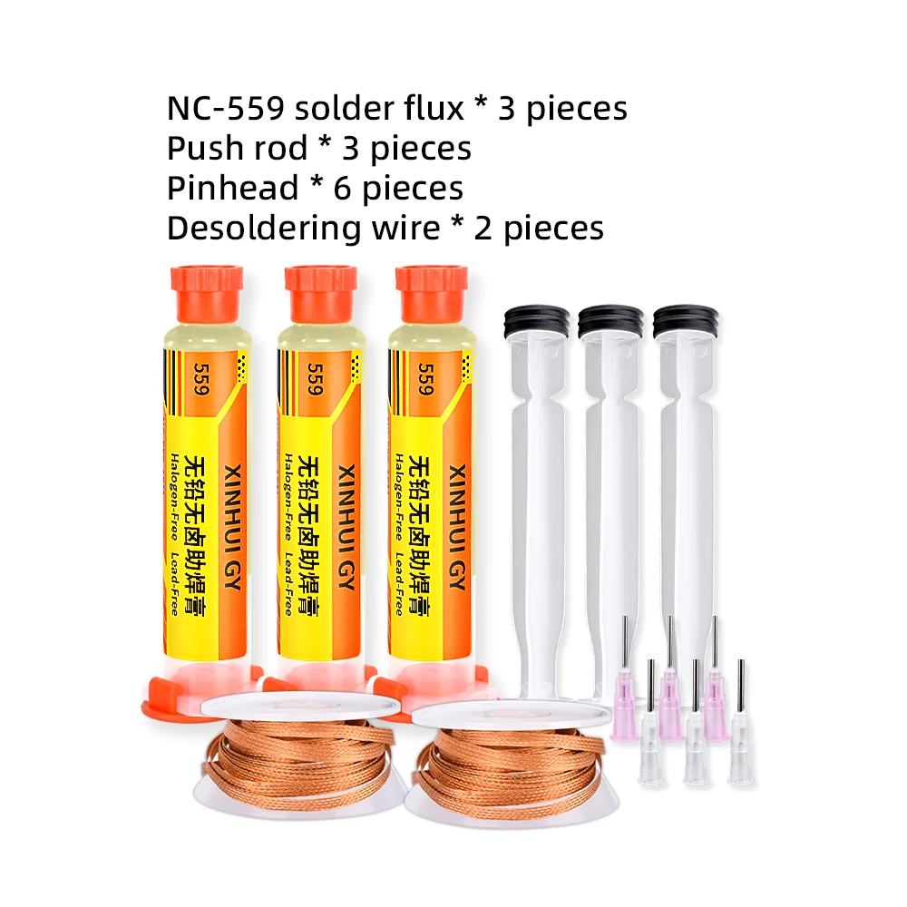 BGA إصلاح تدفق ديسولديرينغ وإزالة لحام NC559 معجون لحام خالي من الرصاص والهالوجين، تنظيف النحاس النقي، Wir شفط القصدير