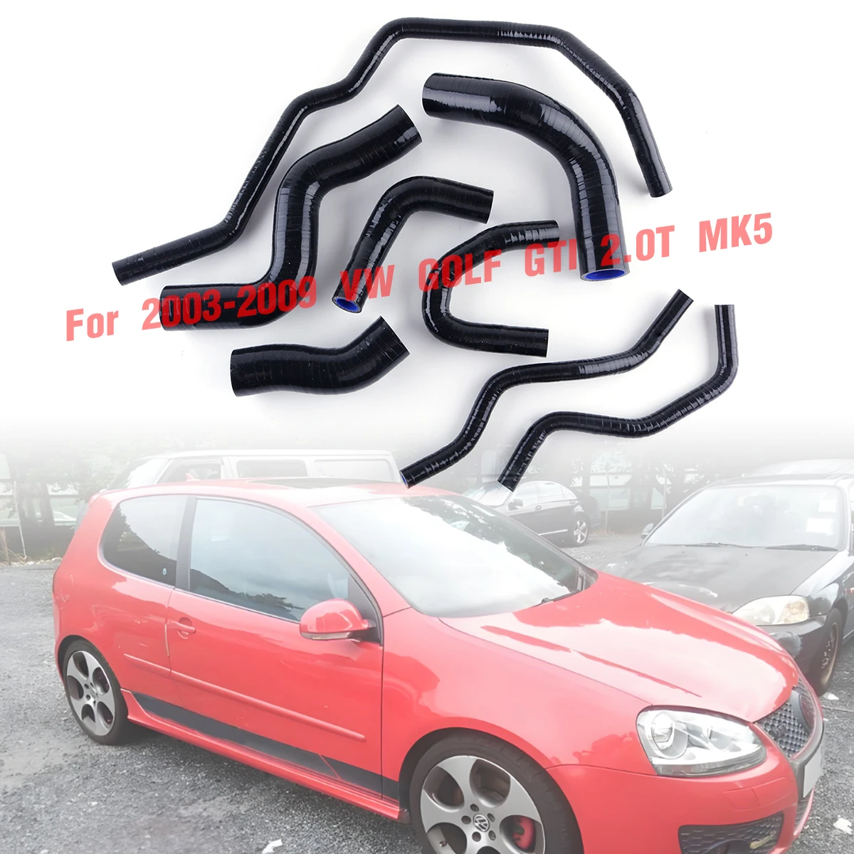 

8 Pcs Black For 2003-2009 VW GOLF GTI 2.0T 16V TFSI TURBO MK5 Silicone Radiator Heater Hose Kit 2004 2005 2006 2007 2008