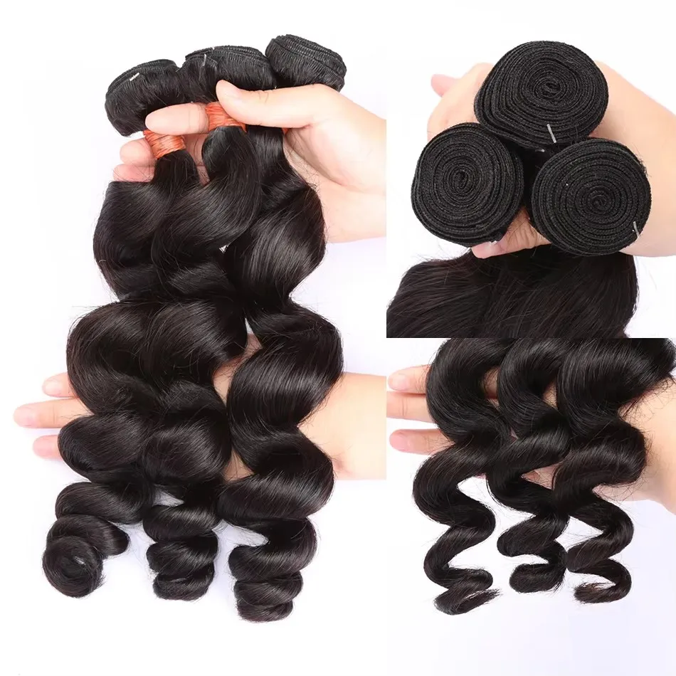 30 32 Inch Bundles Human Hair Loose Deep Wave Bundles Brazilian 3 4 Loose Waves Human Hair Bundles Raw Hair Extensions Tissage