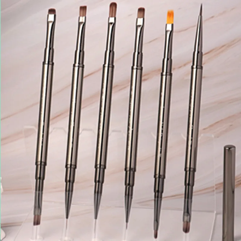 

1/6PCS Double Head Nail Brush Liner Brush Painting Pen Gel Brush Crystal Nail Art Manicure
