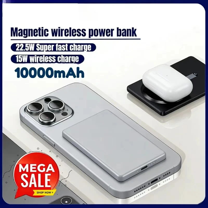 

10000mAh Magnetic Power Bank Wireless Charger Portable Super Fast Charging Mobile External Battery For iPhone Samsung Xiaomi