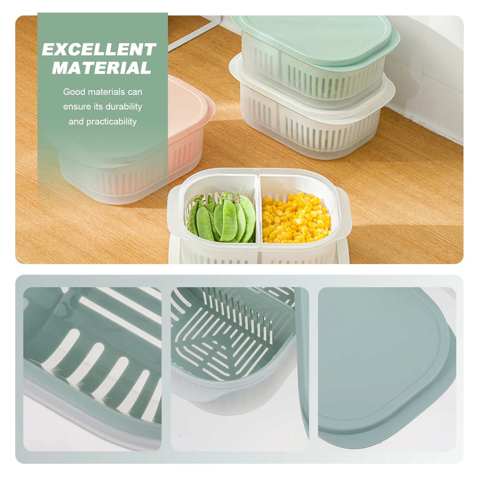 

1pc Oblong Food Washing Drainer Box Kitchen Storage Container For Fruits Vegetables Drainage Multifunctional Preservation