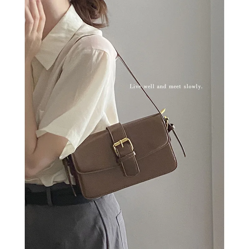 Women\'s Retro Underarm Bag New Simple Small Square Bag Versatile One Shoulder Green Bag Female PU Leather Soft Crossbody Bag