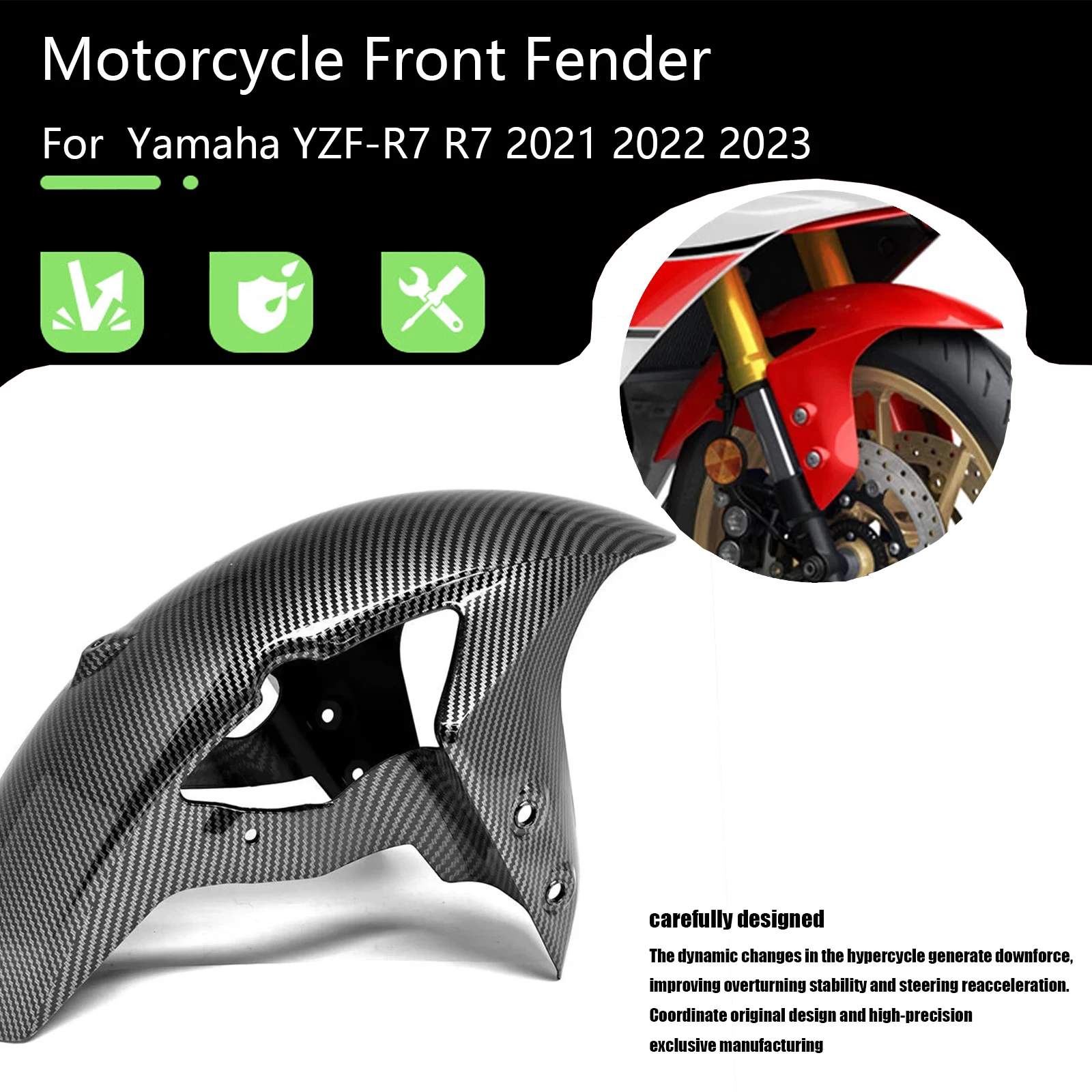 Motorcycle Front Fender Splash Guard Accessory Fairing Kit For Yamaha YZF-R7 R7 YZFR7 Part YZF R7 2021 2022 2023 Accesssories