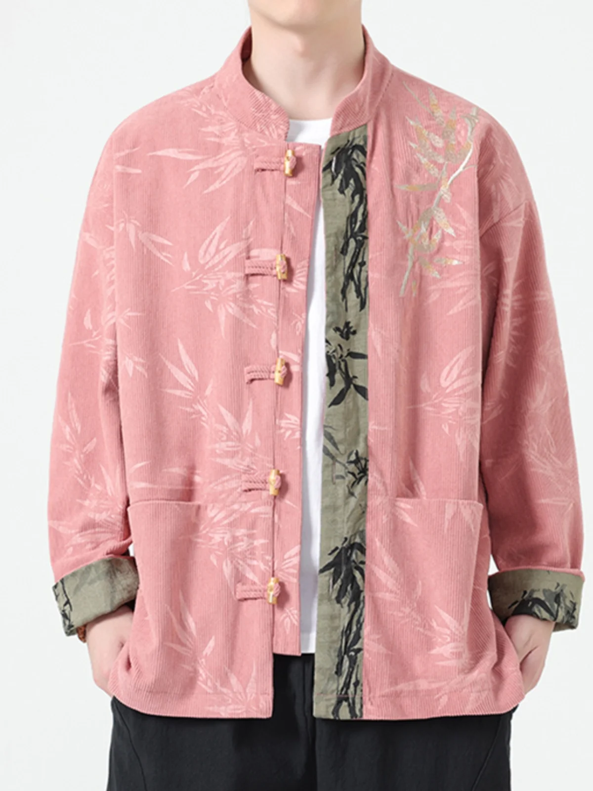 

Retro Embroidered Men's Sle Autumn Winter Corduroy Long Sve Jaet New Chinese Tang Costume plus Size Outerwear Coat