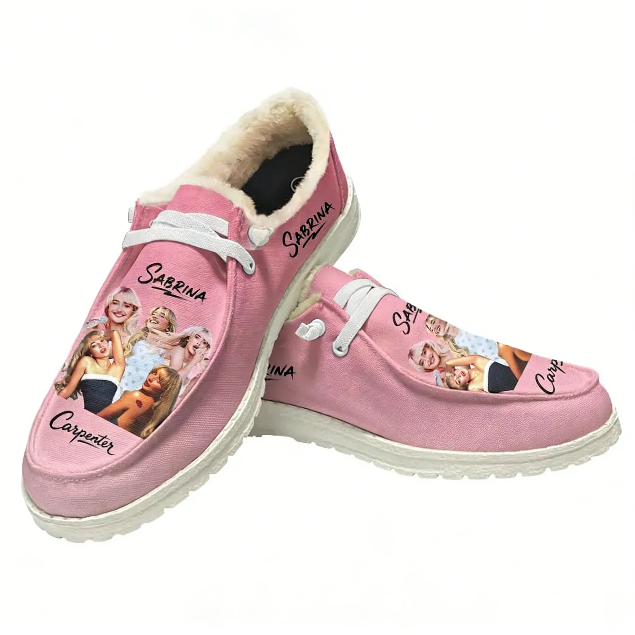 

Плюшевые лоферы Sabrina Carpenter для мужчин и женщин, повседневная обувь на плоской подошве, теплая и легкая обувь для певцов, парная обувь на заказ, белые.