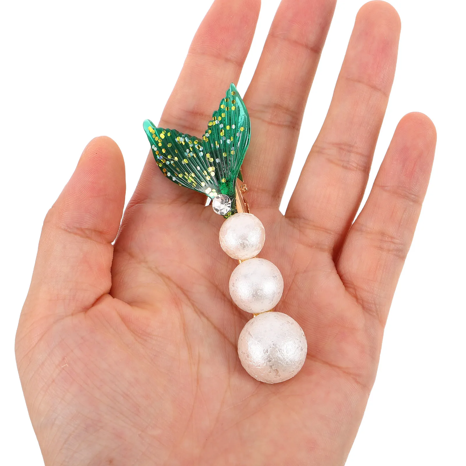 

6Pcs Pearl Fish Hair Clips Mermaid Tail Rhinestone Salon Clips Sparkly Hair Claws for Women Girls Elegant Styling Accessories