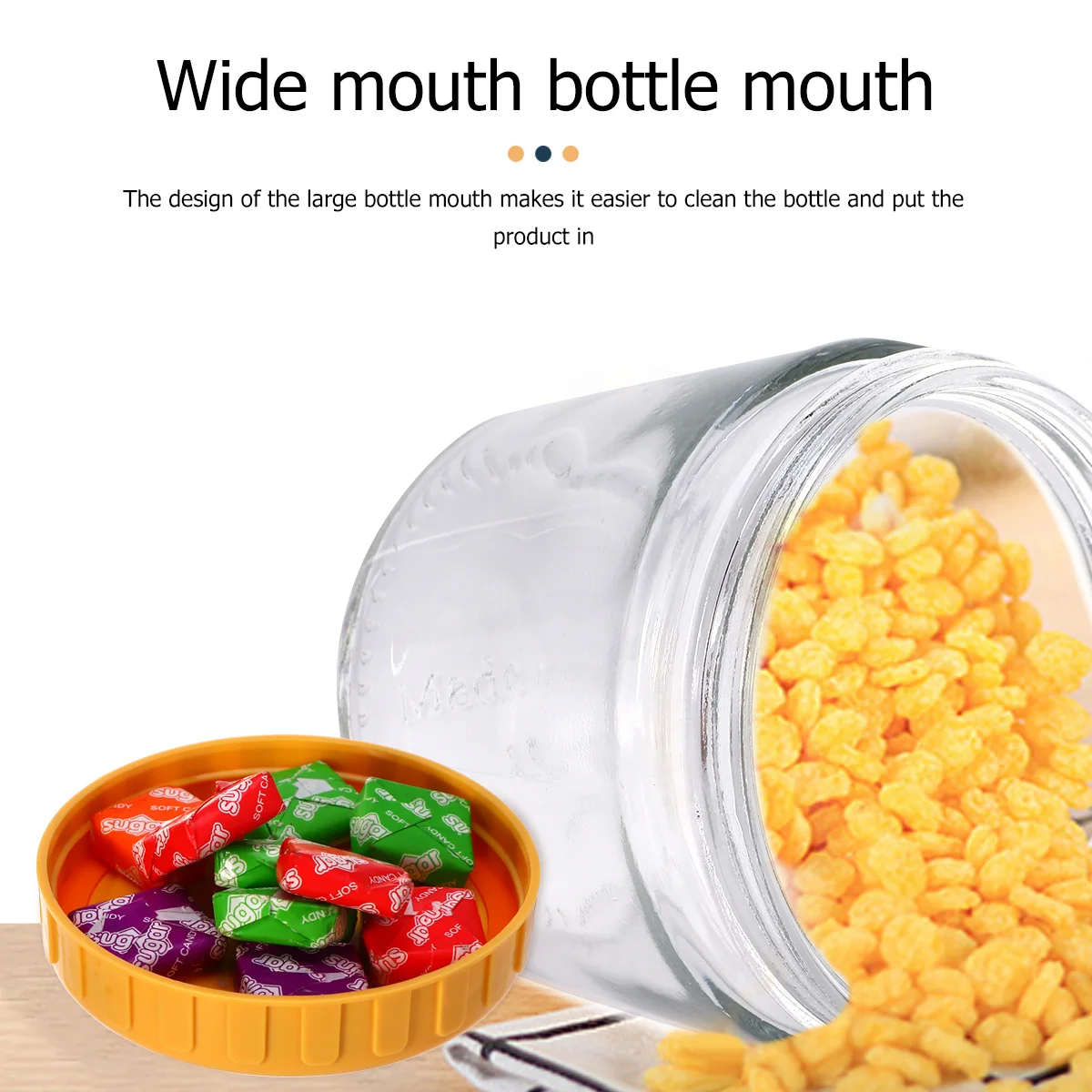 

1Set Multifunctional Glass Storage Can for Tea Candy Grains Kitchen Seasoning Good Seal Effect Yellow Blue Glass Storage Can